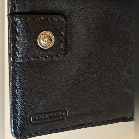 Coach Small Bifold Black Tan Card & Bill Holder Canvas And Leather Signature C - Picture 11 of 12